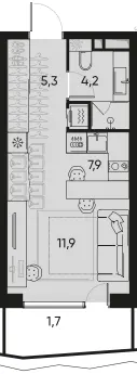 1-комн. 29,8 м²