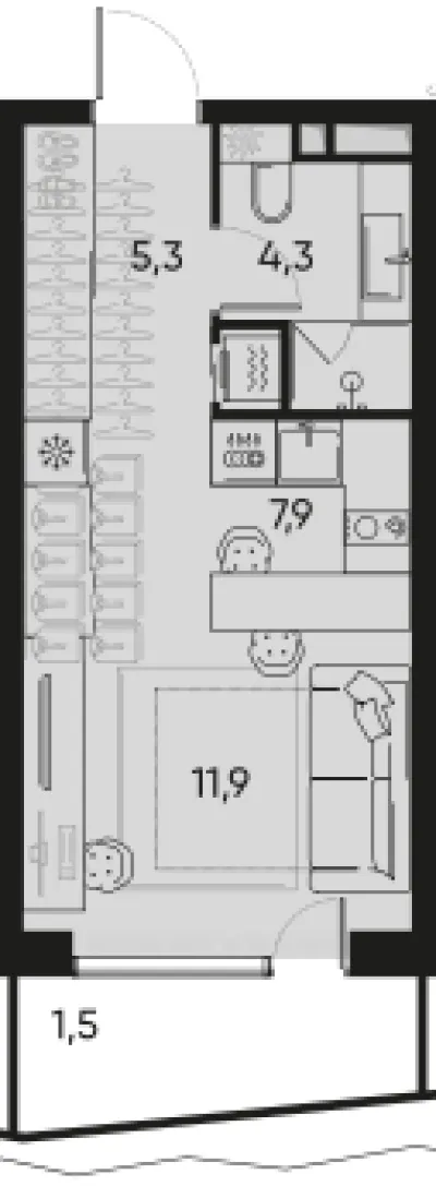 29,9 м² — планировка