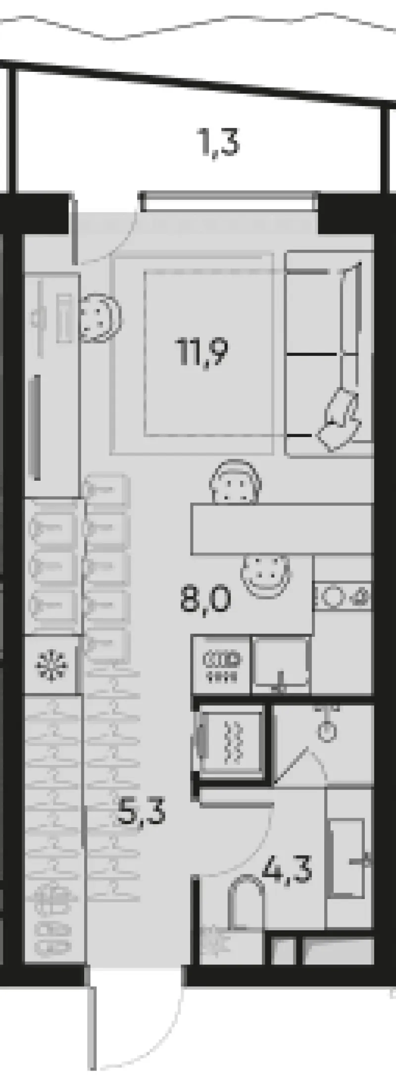 1-комн. 30 м²