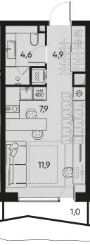 1-комн. 29.8 м²