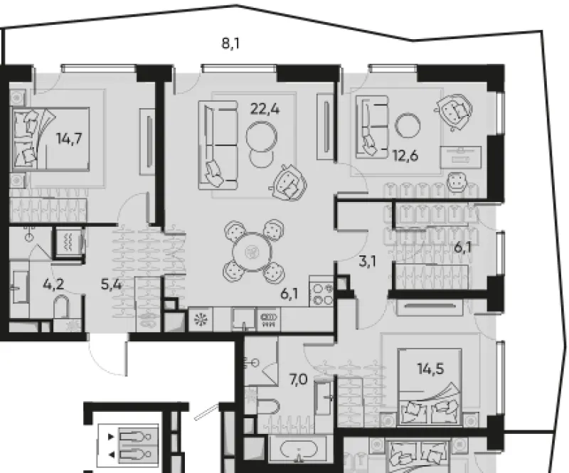 4-комн. 96.6 м²