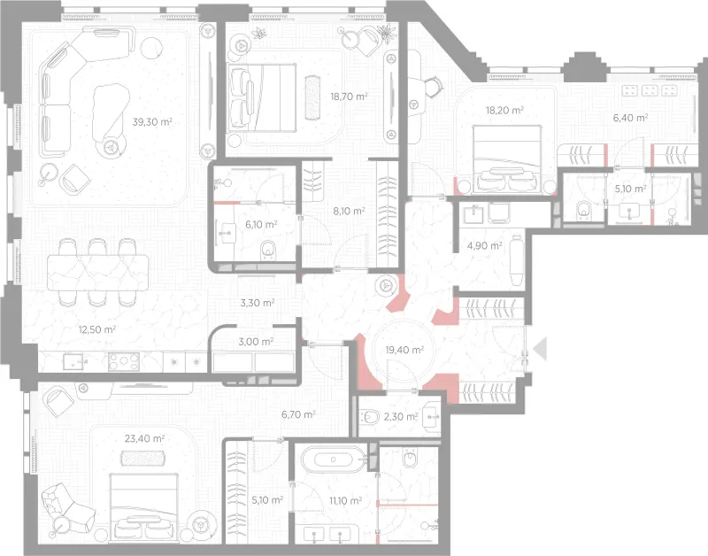 3-комн. 193.6 м²