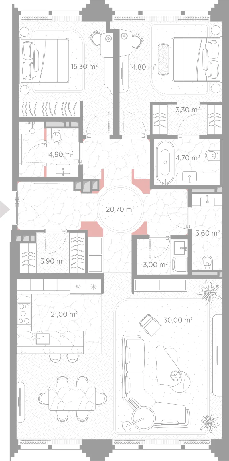 2-комн. 125.2 м²