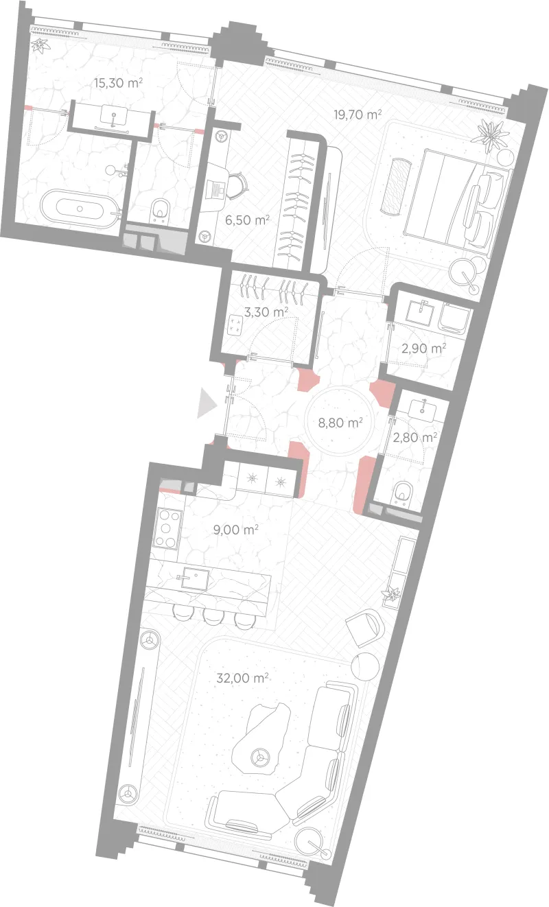 1-комн. 100.3 м²