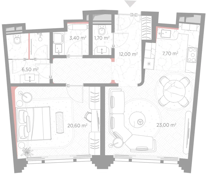 1-комн. 74.9 м²