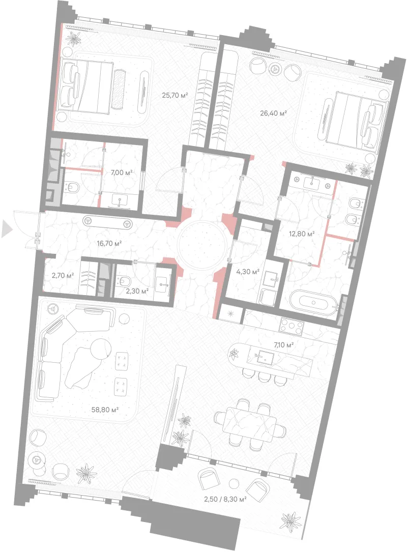 2-комн. 166.3 м²