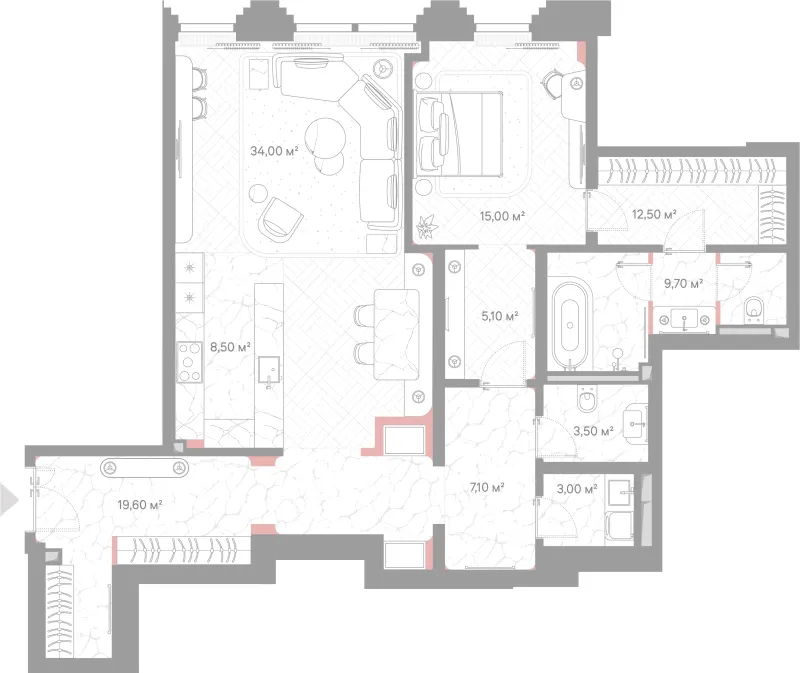 1-комн. 118 м²