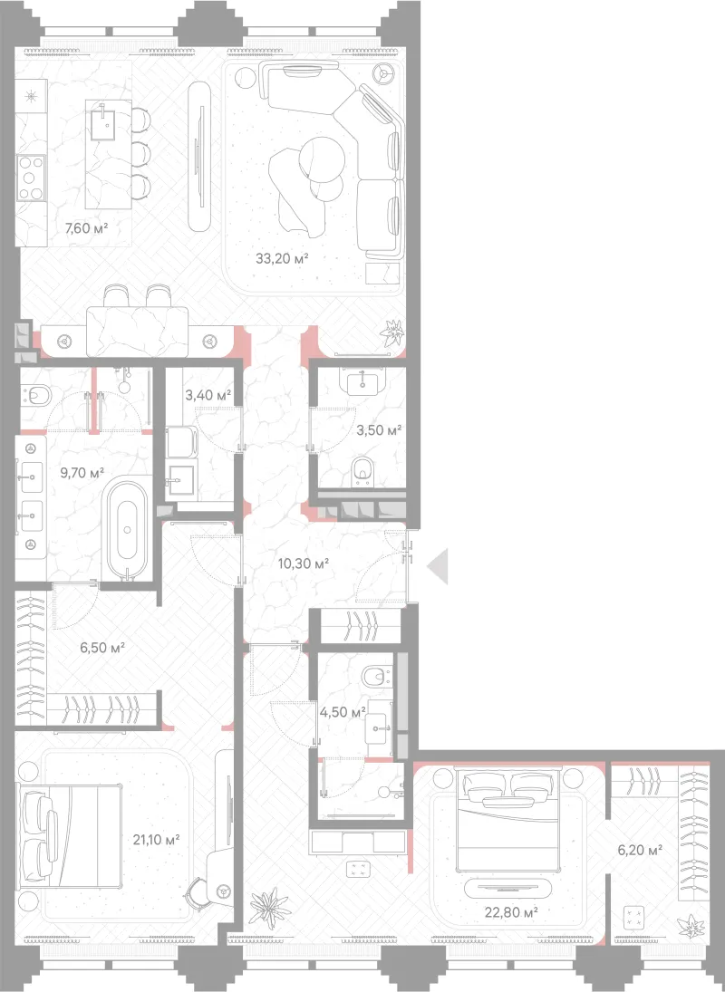 2-комн. 128.8 м²
