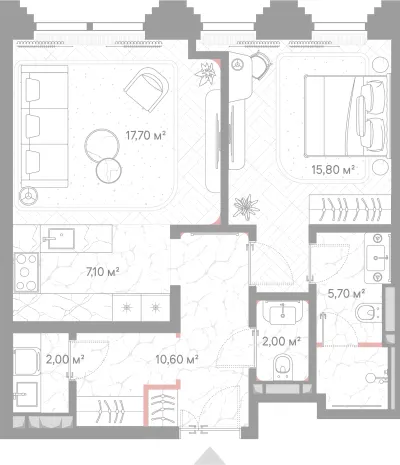 60,9 м² — планировка