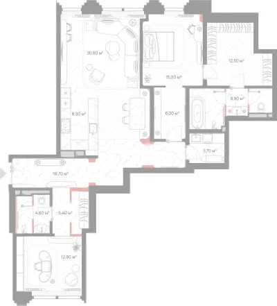 127,9 м² — планировка