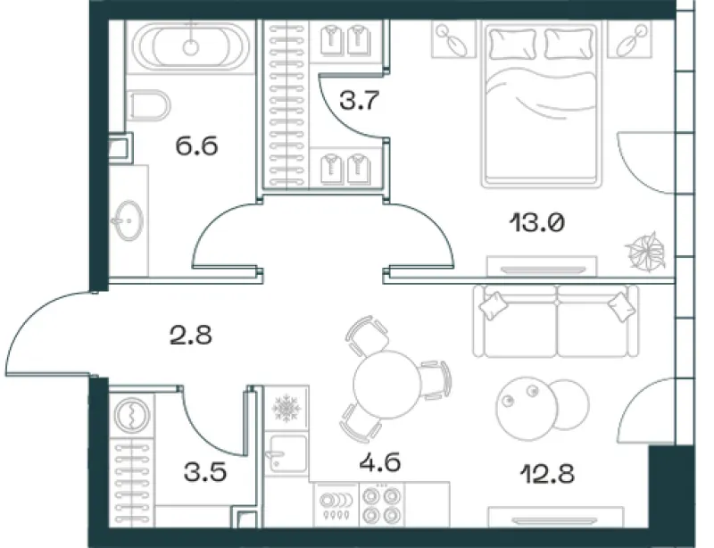 2-комн. 48.9 м²
