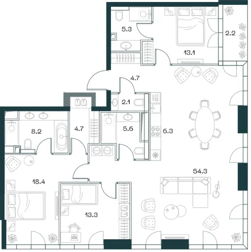 4-комн. 139.4 м²