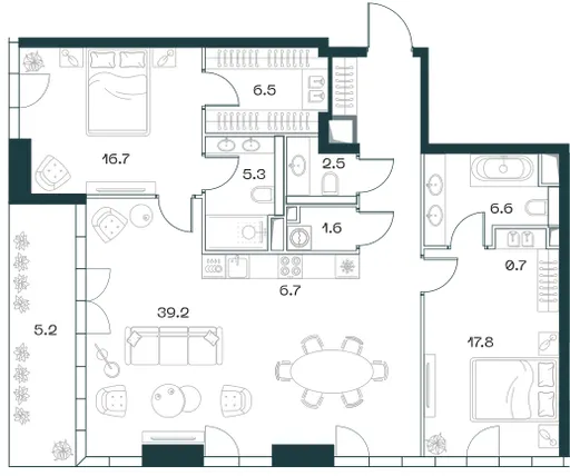 3-комн. 117.8 м²
