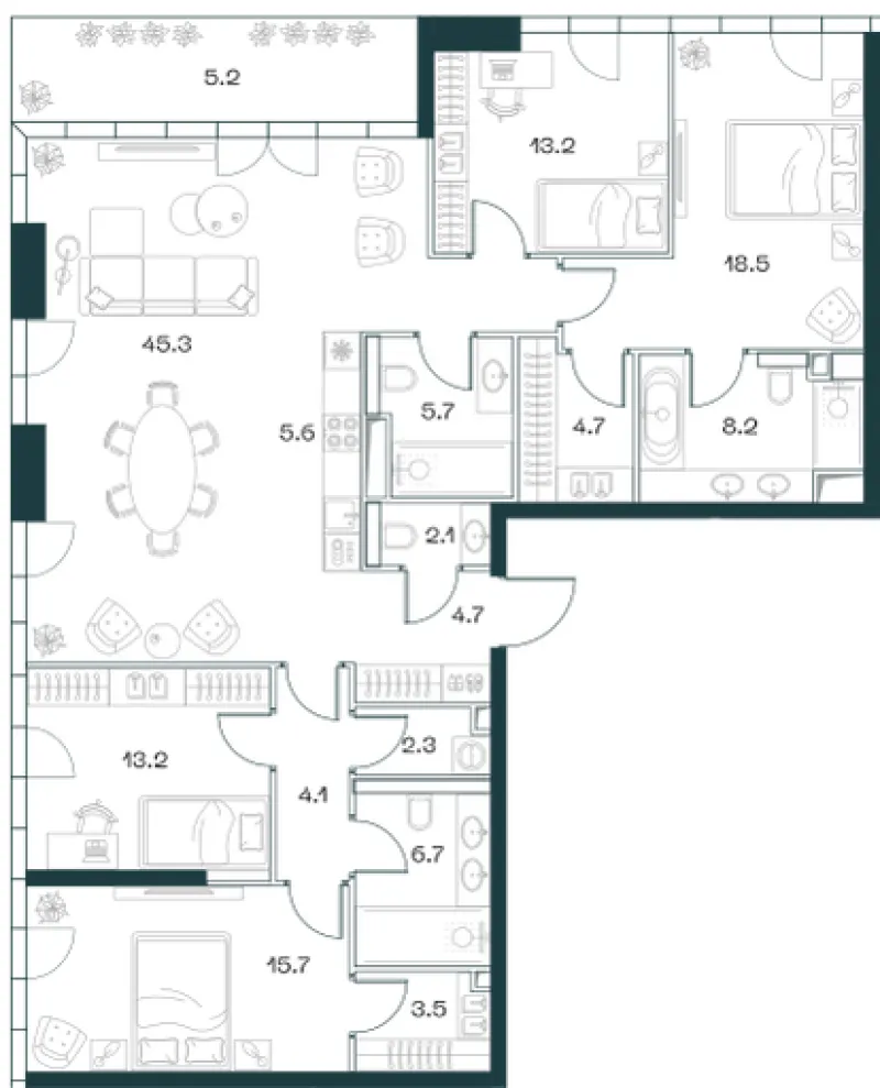 5-комн. 158.7 м²