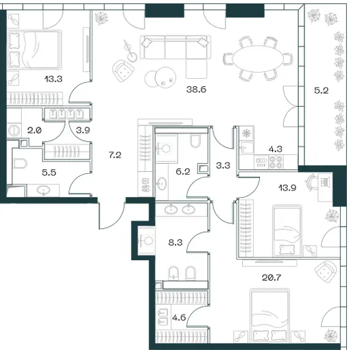 4-комн. 137.6 м²