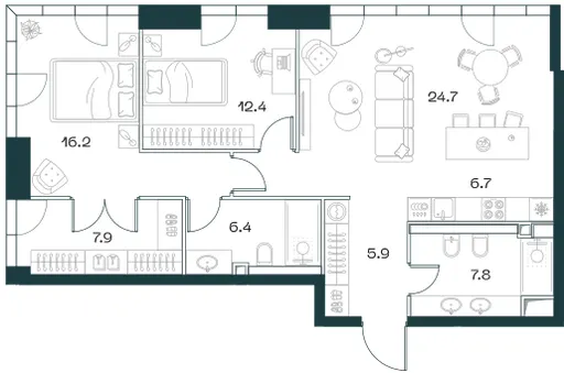 3-комн. 90.2 м²