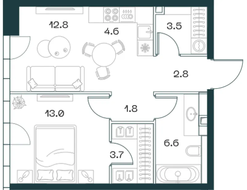 2-комн. 48.8 м²