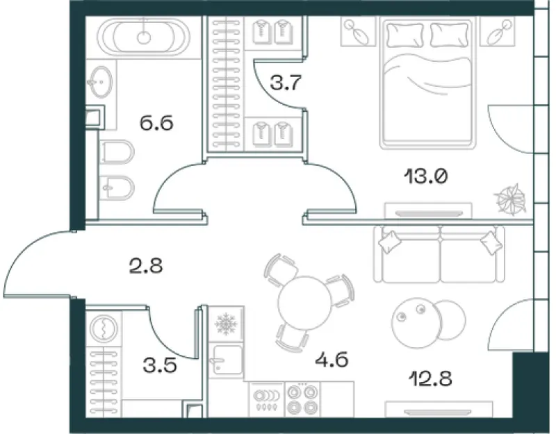 2-комн. 48.8 м²