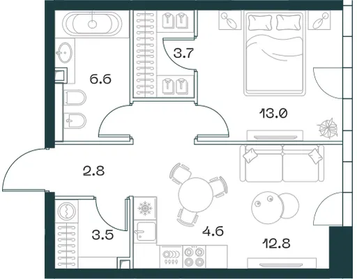 2-комн. 48,8 м²
