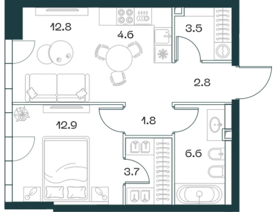 2-комн. 48,7 м²