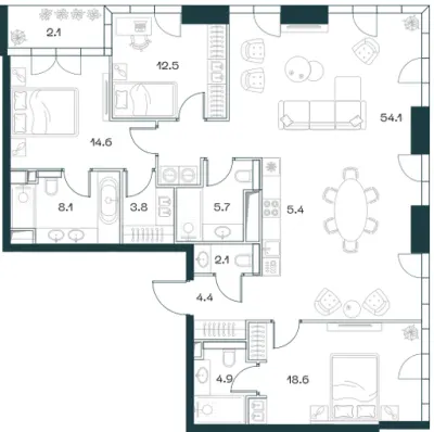 137,6 м² — планировка