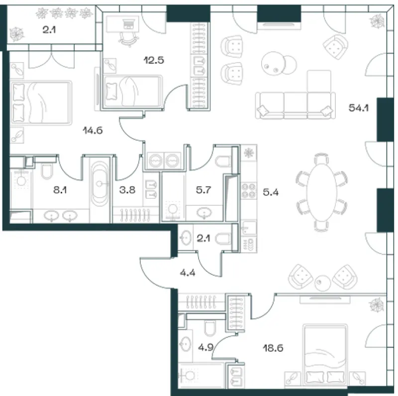 4-комн. 137.6 м²