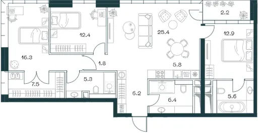 4-комн. 107.8 м²