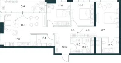 106,8 м² — планировка