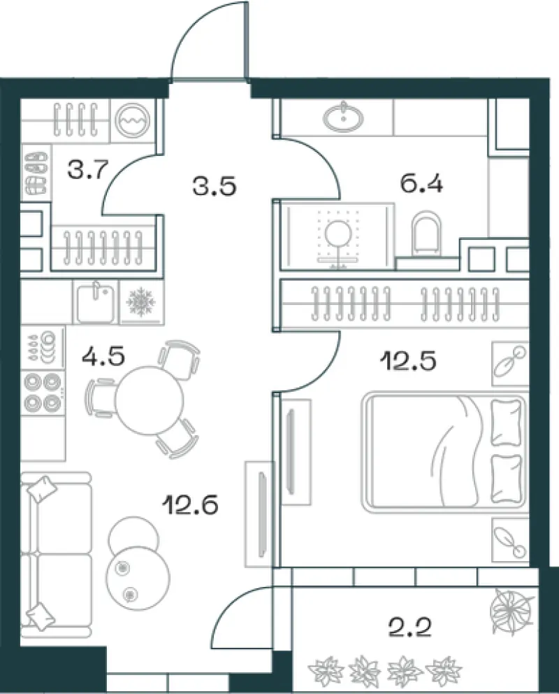 2-комн. 45.4 м²