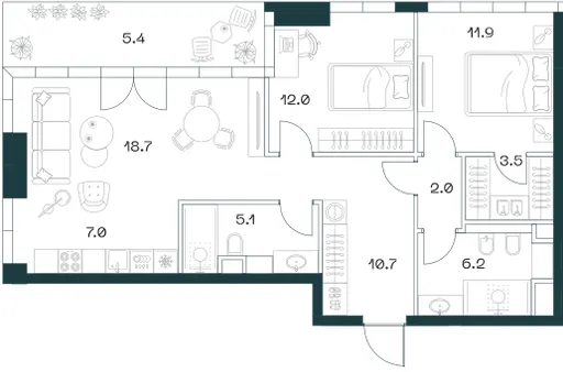 3-комн. 82.5 м²