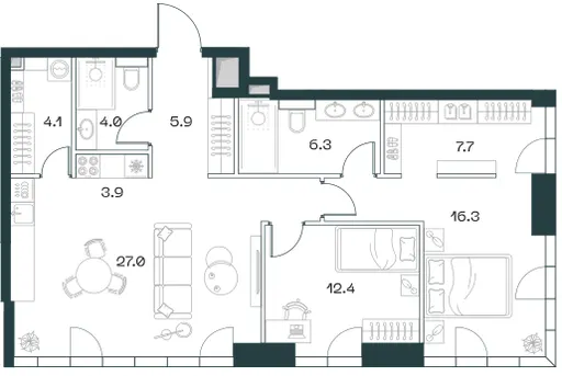 3-комн. 87.6 м²