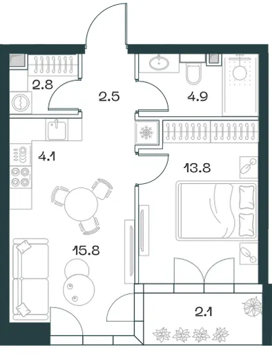 2-комн. 46 м²