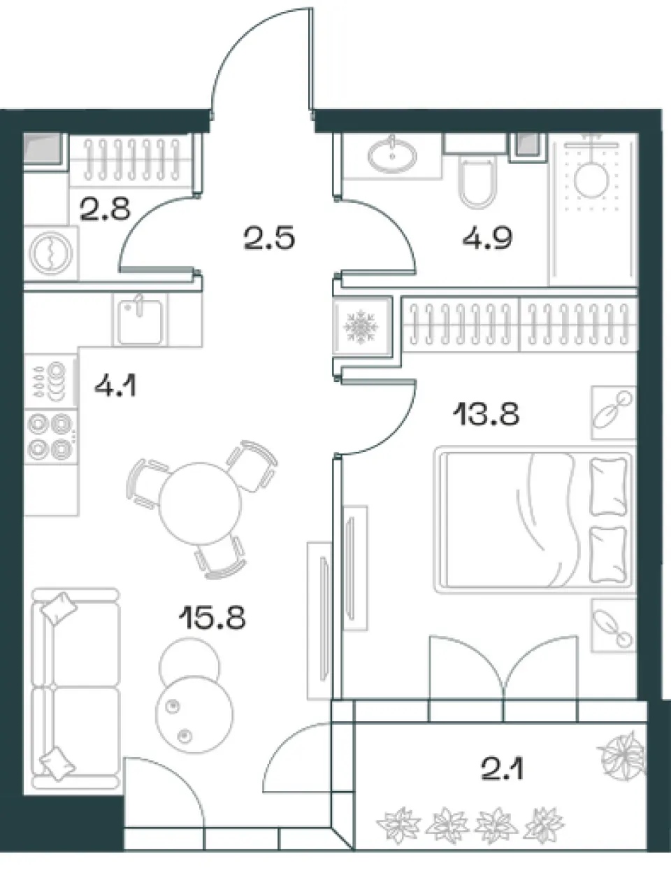 2-комн. 46 м²