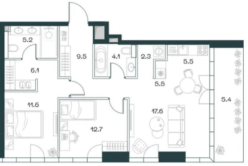 3-комн. 82.8 м²