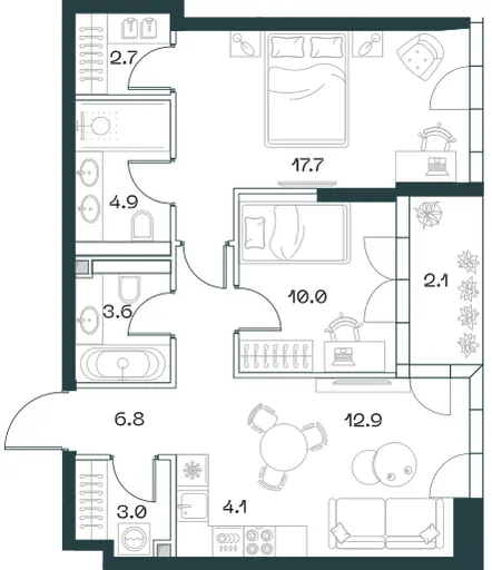 3-комн. 67.9 м²