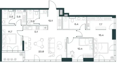 109,6 м² — планировка