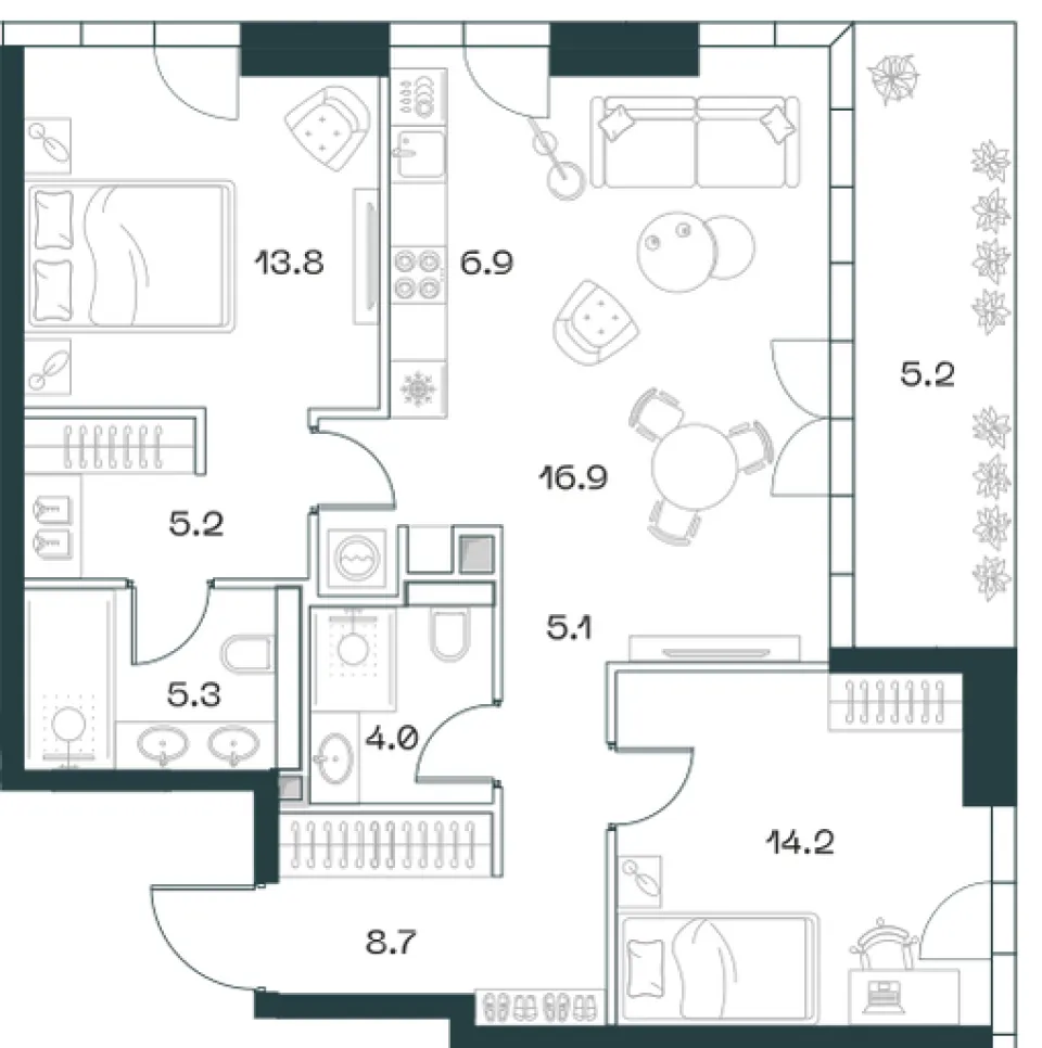 3-комн. 86,2 м²