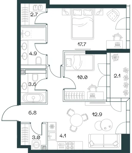 3-комн. 67.9 м²