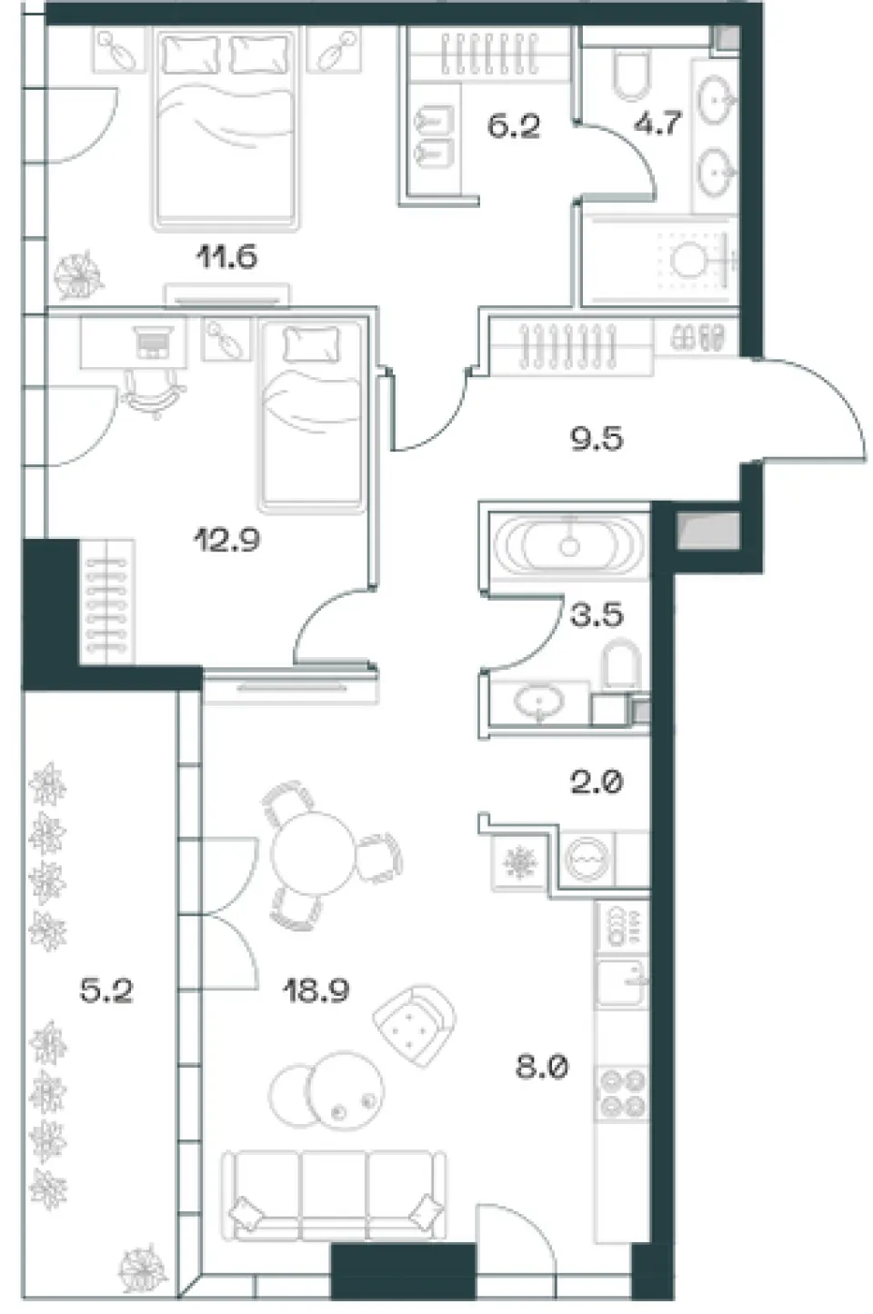3-комн. 82,5 м²