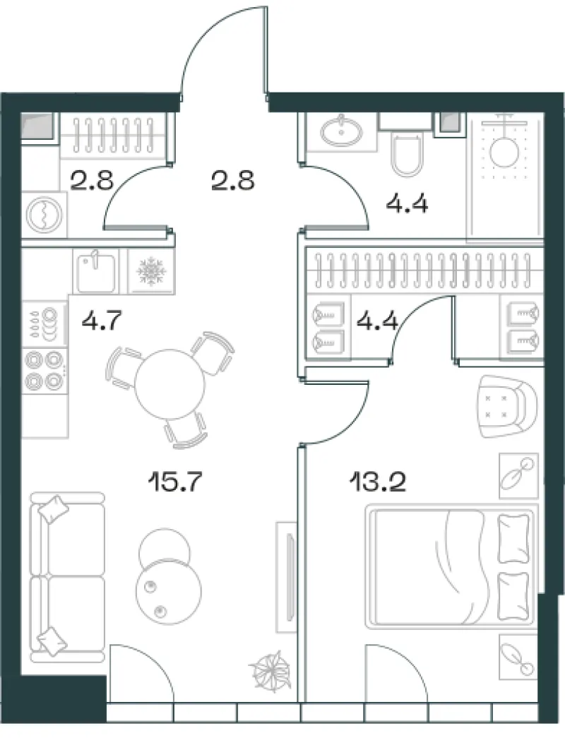 2-комн. 48 м²
