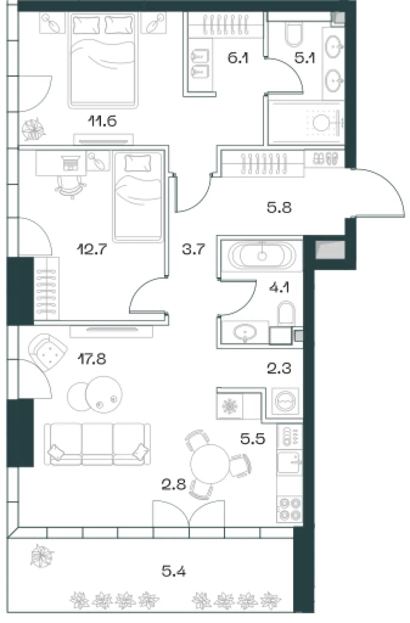3-комн. 82.9 м²