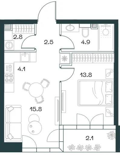2-комн. 46 м²
