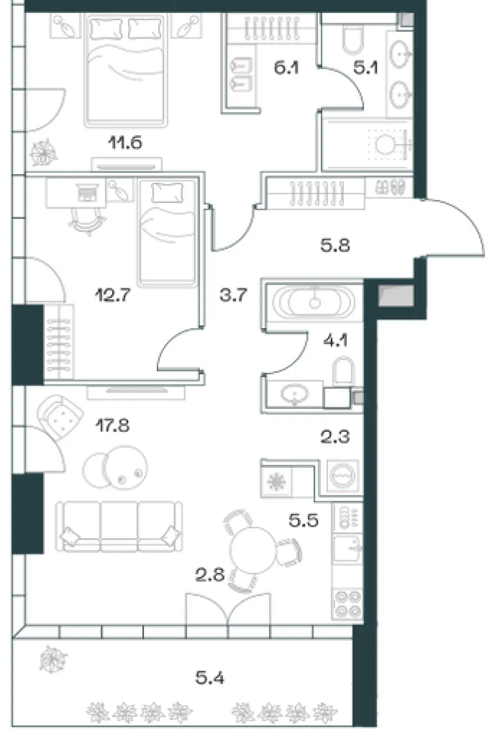 3-комн. 82,9 м²