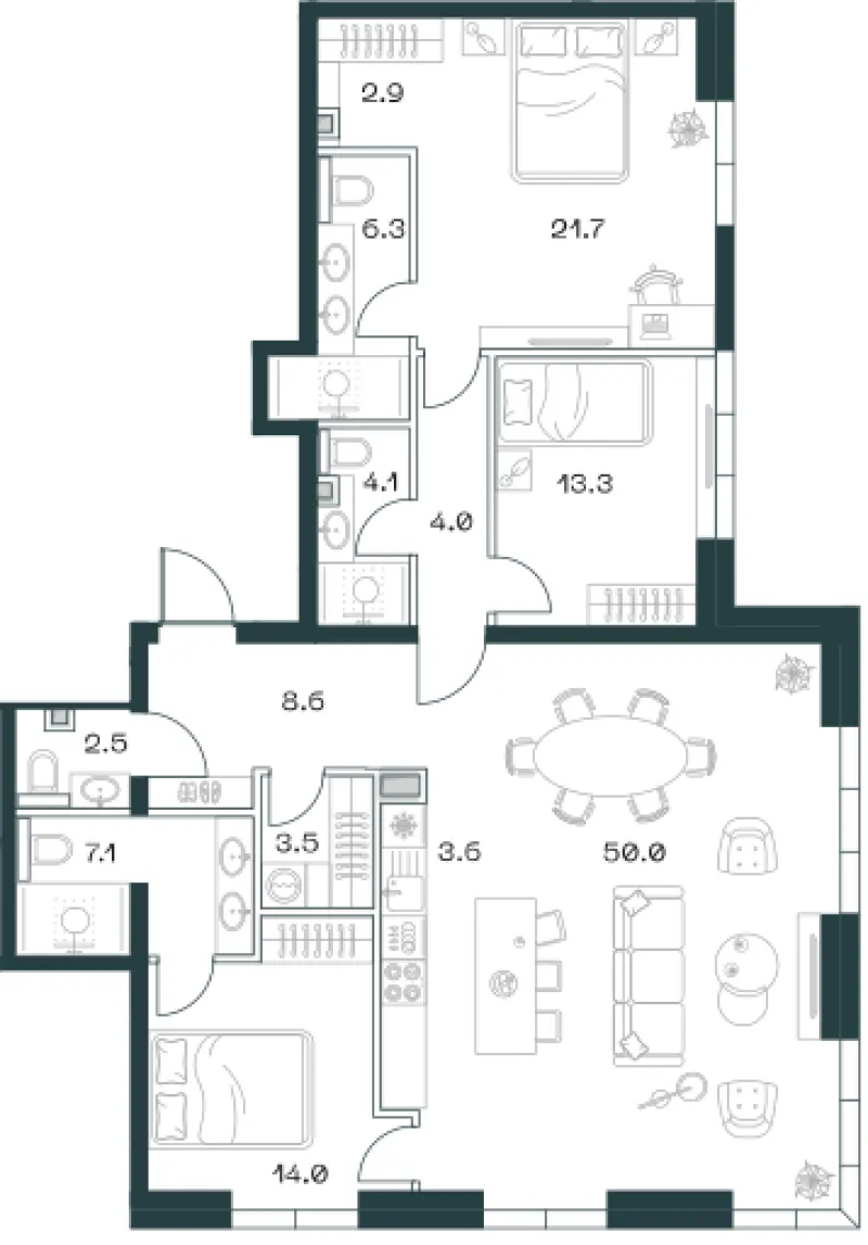4-комн. 141.8 м²