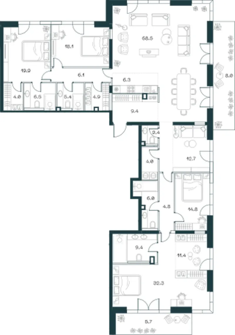 4-комн. 269.1 м²