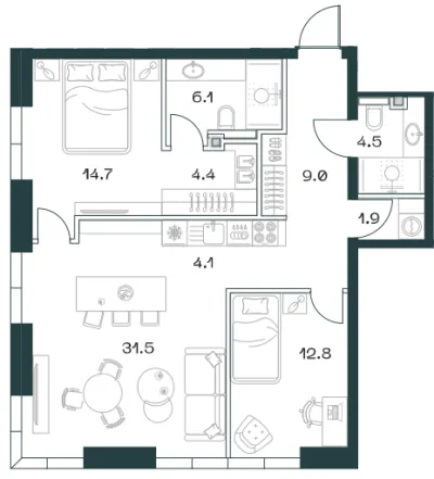 88,3 м² — планировка