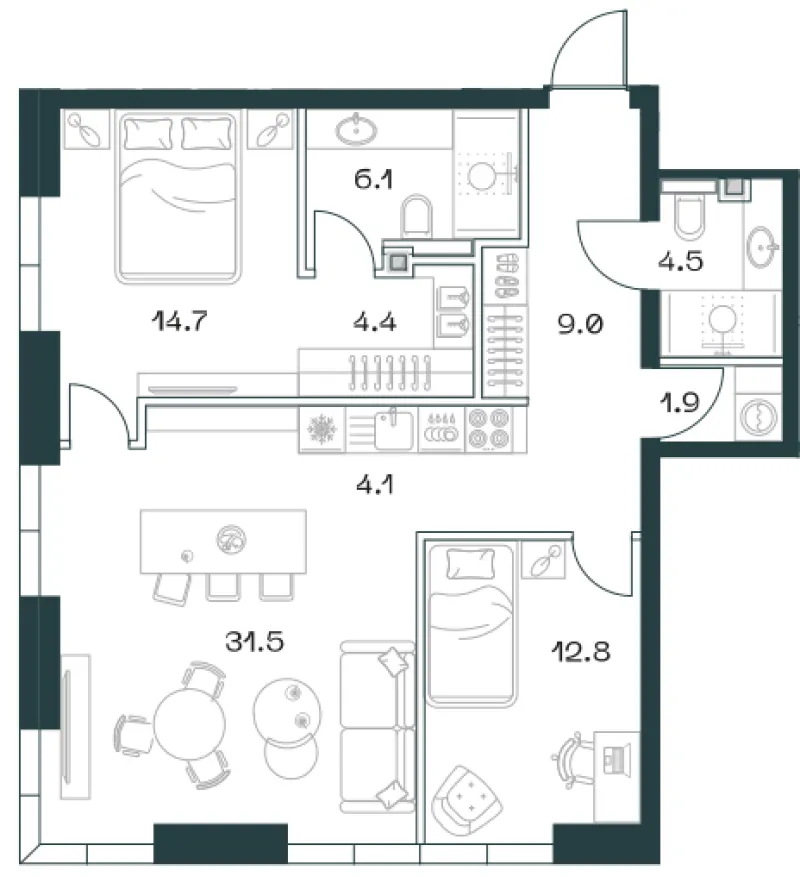 3-комн. 88.3 м²