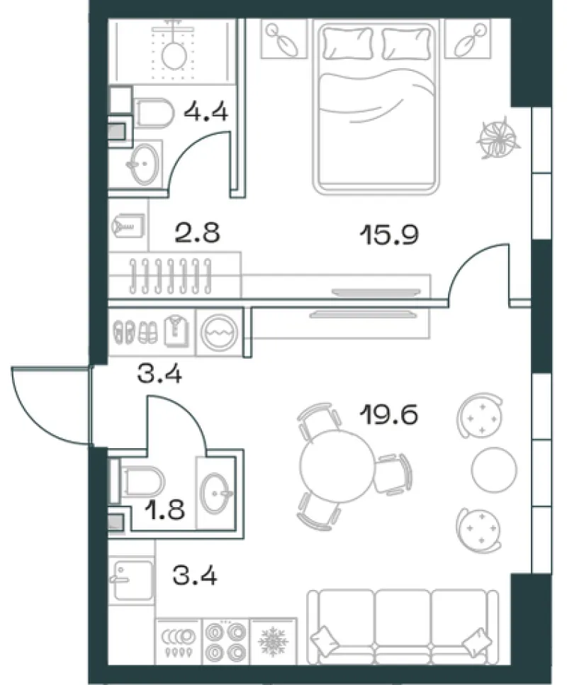 2-комн. 51.8 м²