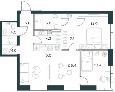 88,3 м² — планировка