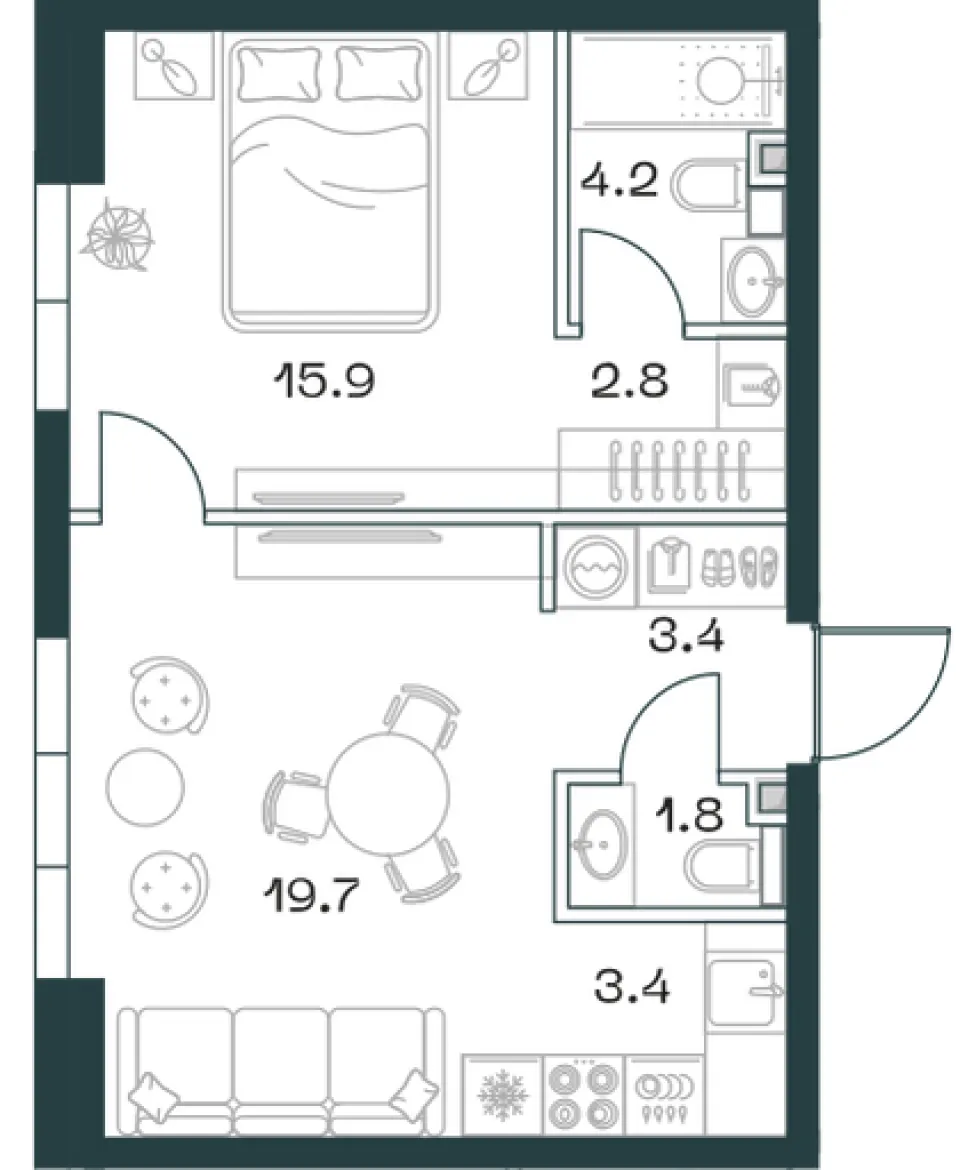 2-комн. 51,8 м²